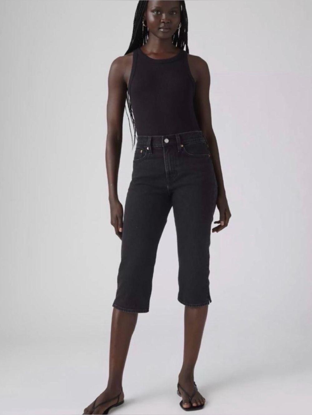 Levi's Black Wedgie Capris Shorts - Picture 4 of 5